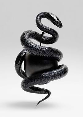 Black Snake Wrapped Around Black Apple