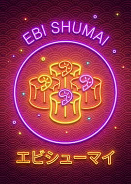 Ebi Shumai Neon Sign Illustration