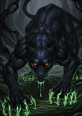 Menacing Black Panther with Glowing Claws