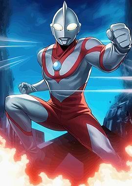 Ultraman Heroic Pose Digital Art