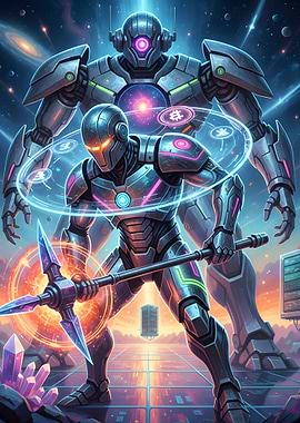 Futuristic Robot Miners in Space