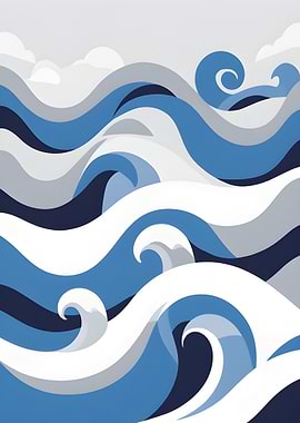 Stylized Ocean Waves Illustration