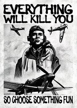 Funny Vintage Aviation Poster – Everything Will Kill You, So Choose Something Fun