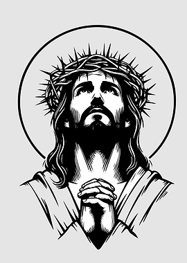 Jesus Christ Portrait with Crown of Thorns
