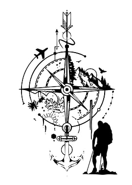 Compass, Travel, and Adventure Illustration