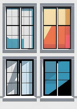 Four Windows with Different Views