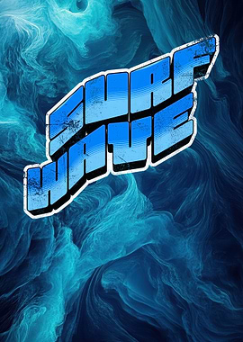 Surf Wave Text on Abstract Background