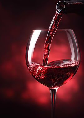 Pouring Red Wine into Glass