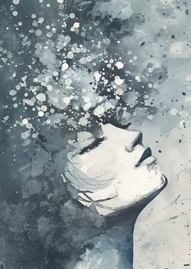 Monochromatic Woman Portrait with Abstract Hair