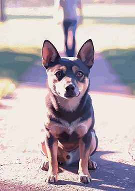 Dog Portrait with Person in Background