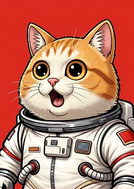 Astronaut Cat Cartoon