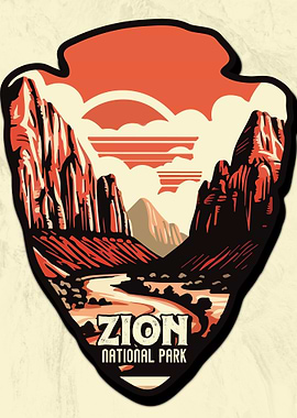 Retro Zion National Park Illustration