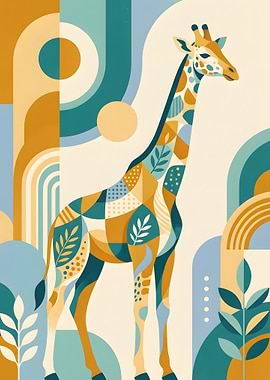 Geometric Giraffe Art Print
