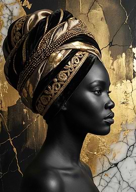 Elegant Woman with Golden Turban Portrait