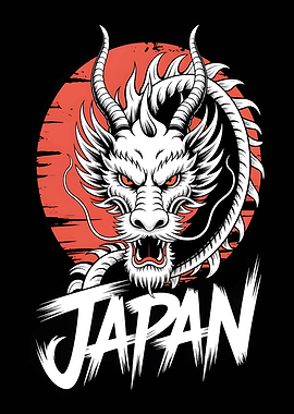 Japanese Dragon with Rising Sun