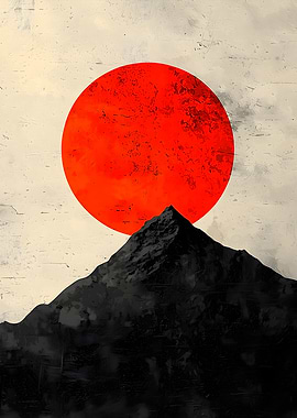 Red Sun Over Mountain Peak