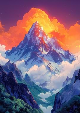 Majestic Mountain Peak at Sunset