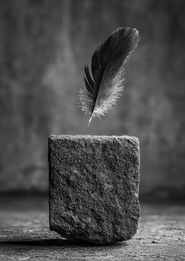 Feather and Stone Still Life