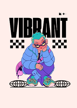 Vibrant Character Illustration with Bold Typography