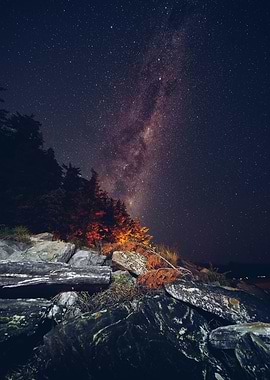 Milky Way over Rocky Shoreline