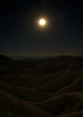 Moonlit Night Over Rolling Hills