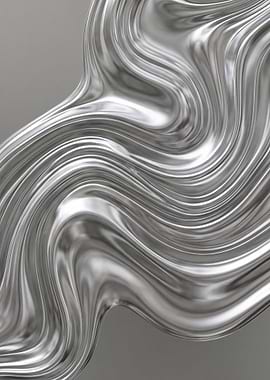 Abstract Silver Metallic Wave