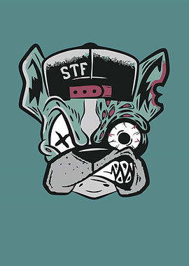 Cartoon Zombie Dog with Hat