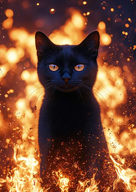 Black Cat in Fire