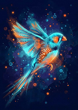 Neon Bird in Flight