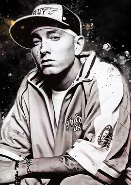 Eminem Portrait with Artistic Splatter