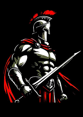 Spartan Warrior with Sword Illustration