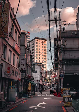 Seoul Street Scene with Buildings