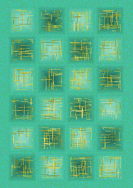 Abstract Grid with Golden Lines