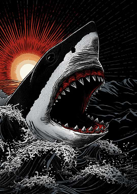 Great White Shark with Open Jaws