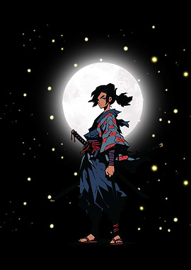 Samurai under the moonlight