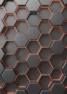 Hexagon Pattern with Orange Highlights