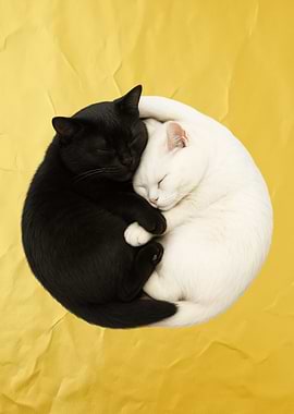 Yin Yang Cats Sleeping Together