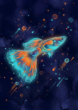 Glowing Guppy in Deep Blue