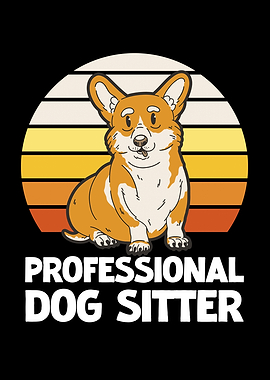 Professional Dog Sitter Corgi Illustration