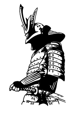 Samurai Warrior in Black and White
