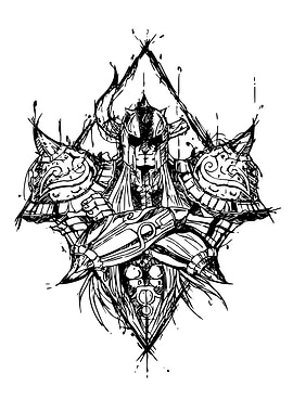 Warrior in Armor Ink Sketch