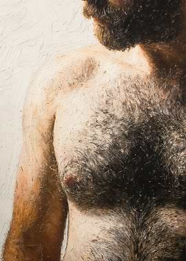 Hairy Male Torso Oil Painting