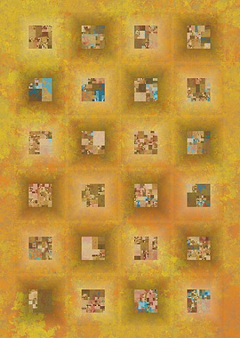 Abstract Squares on Textured Golden Background