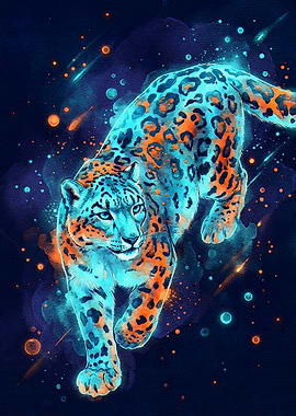 Neon Leopard Digital Art