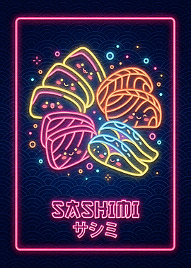 Neon Sashimi Kawaii Food Art