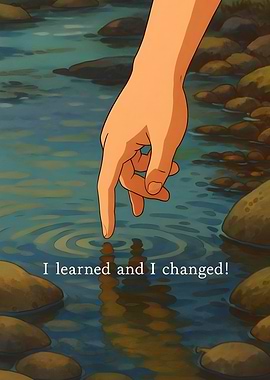 Hand touching water with ripples anime