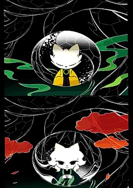 Two Fox Spirits in Orbs