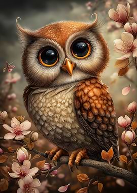 Cute Owl with Big Eyes