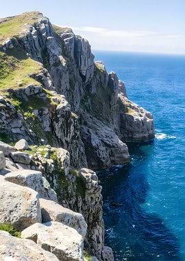 Coastal Cliff Landscape with Blue Ocean