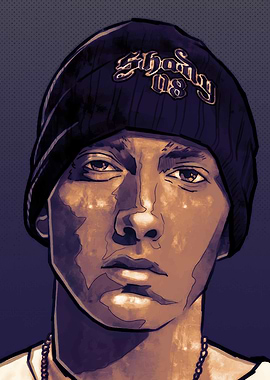 Eminem Portrait with Shady 08 Beanie